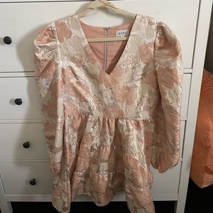AURA Pink Metallic Floral Dress